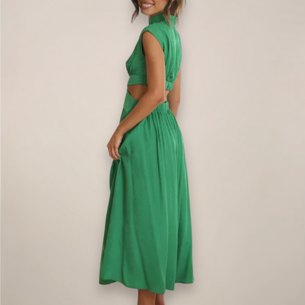 Elena Vira | Women's Elegant Maxi Dress with Cap Sleeves