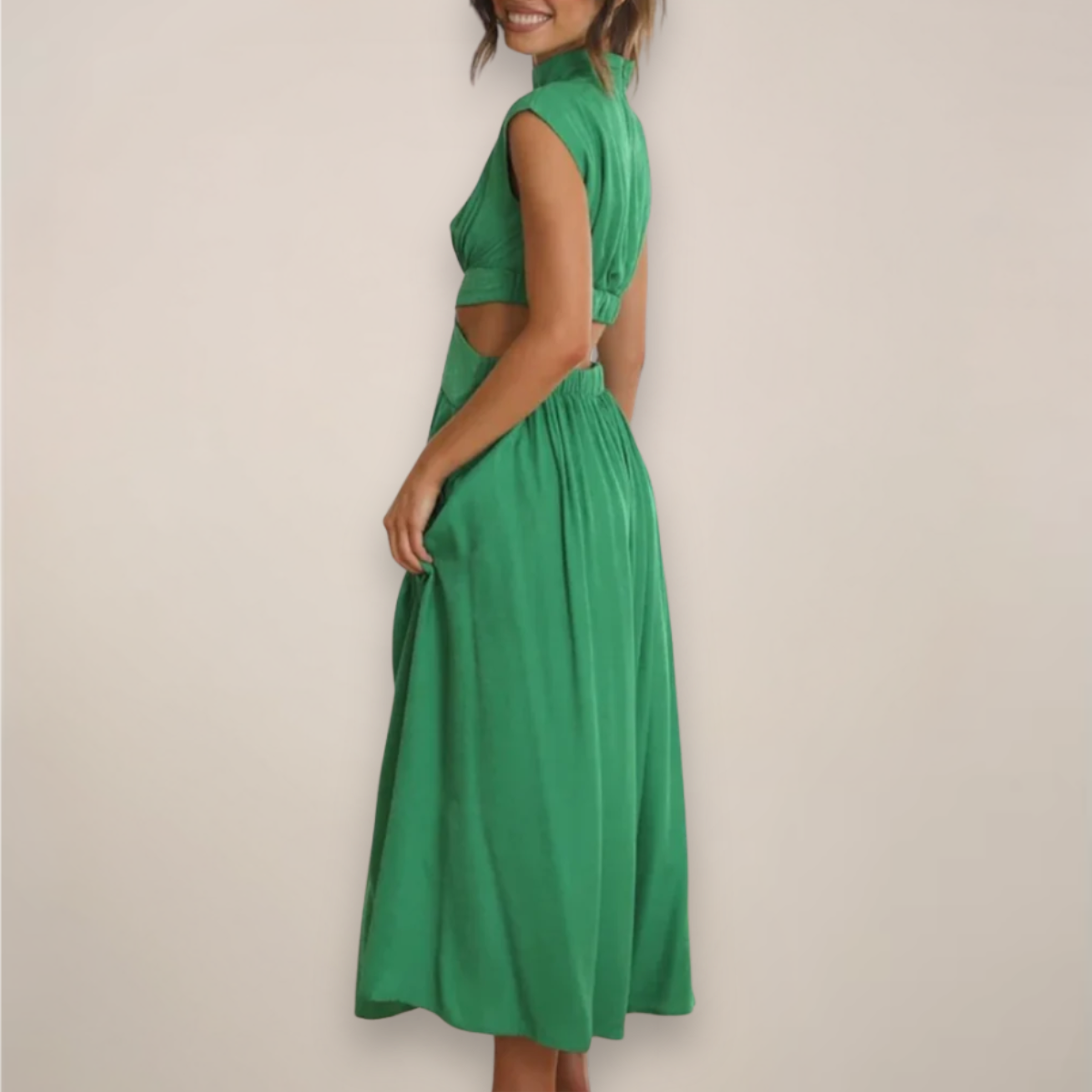 Elena Vira | Women's Elegant Maxi Dress with Cap Sleeves