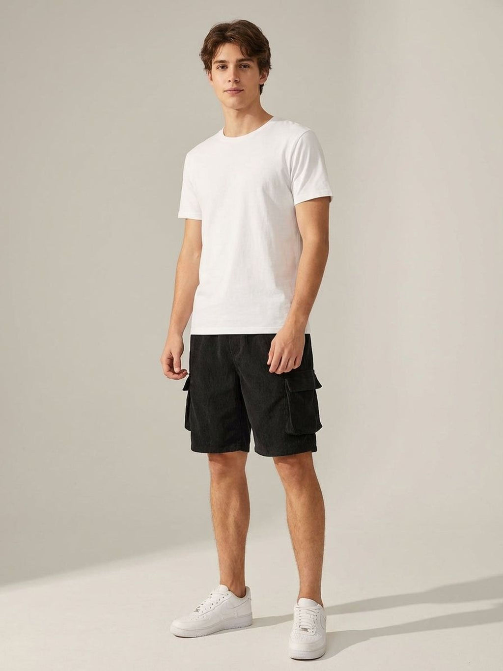 Luca Varn | Men's Corduroy Cargo Shorts Brown
