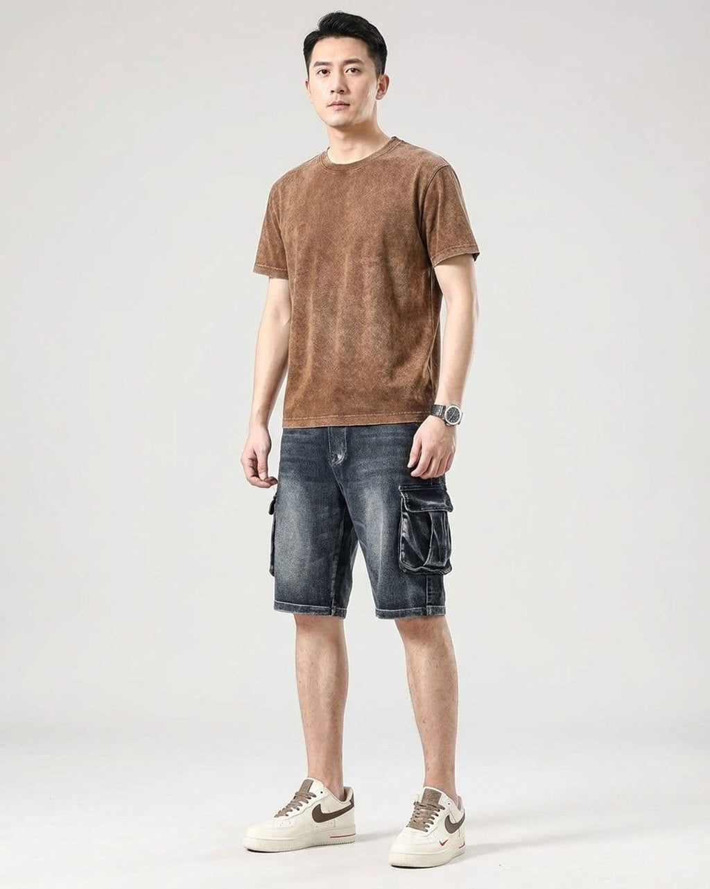 Thierry Vann | Men's Denim Cargo Shorts Blue