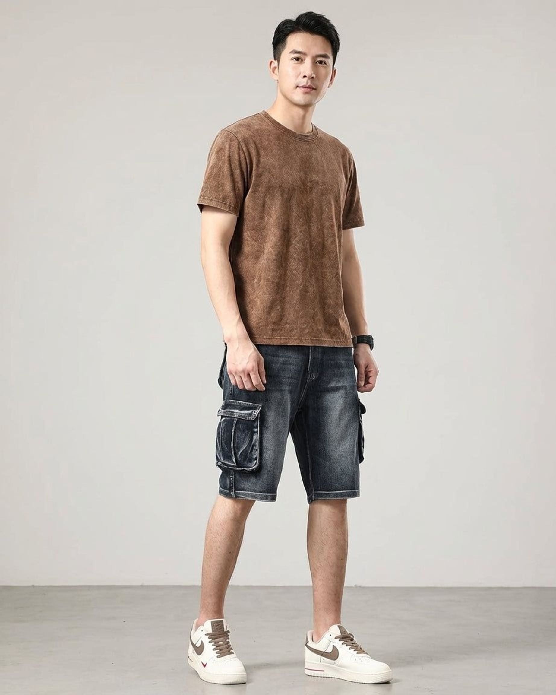 Thierry Vann | Men's Denim Cargo Shorts Blue