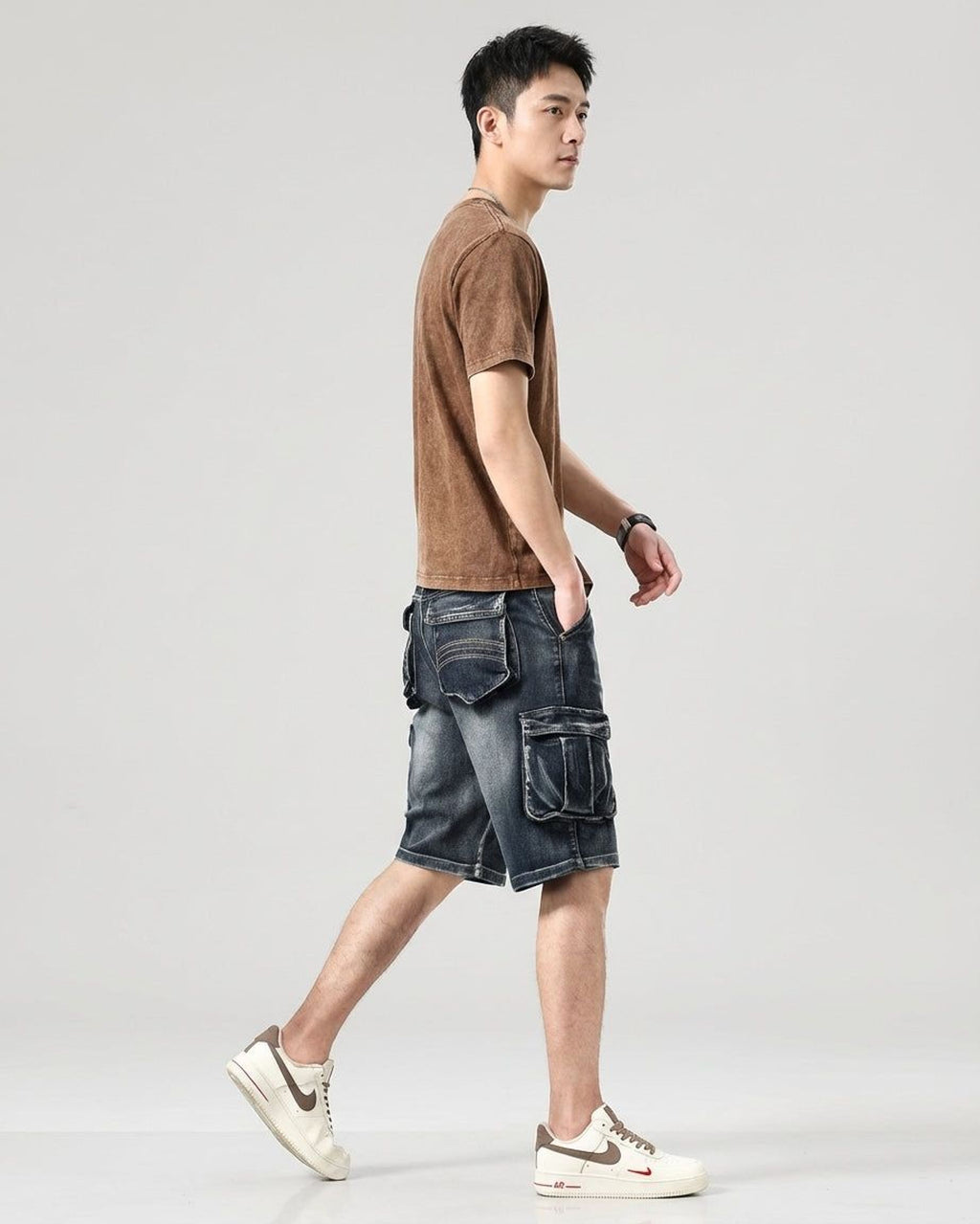 Thierry Vann | Men's Denim Cargo Shorts Blue