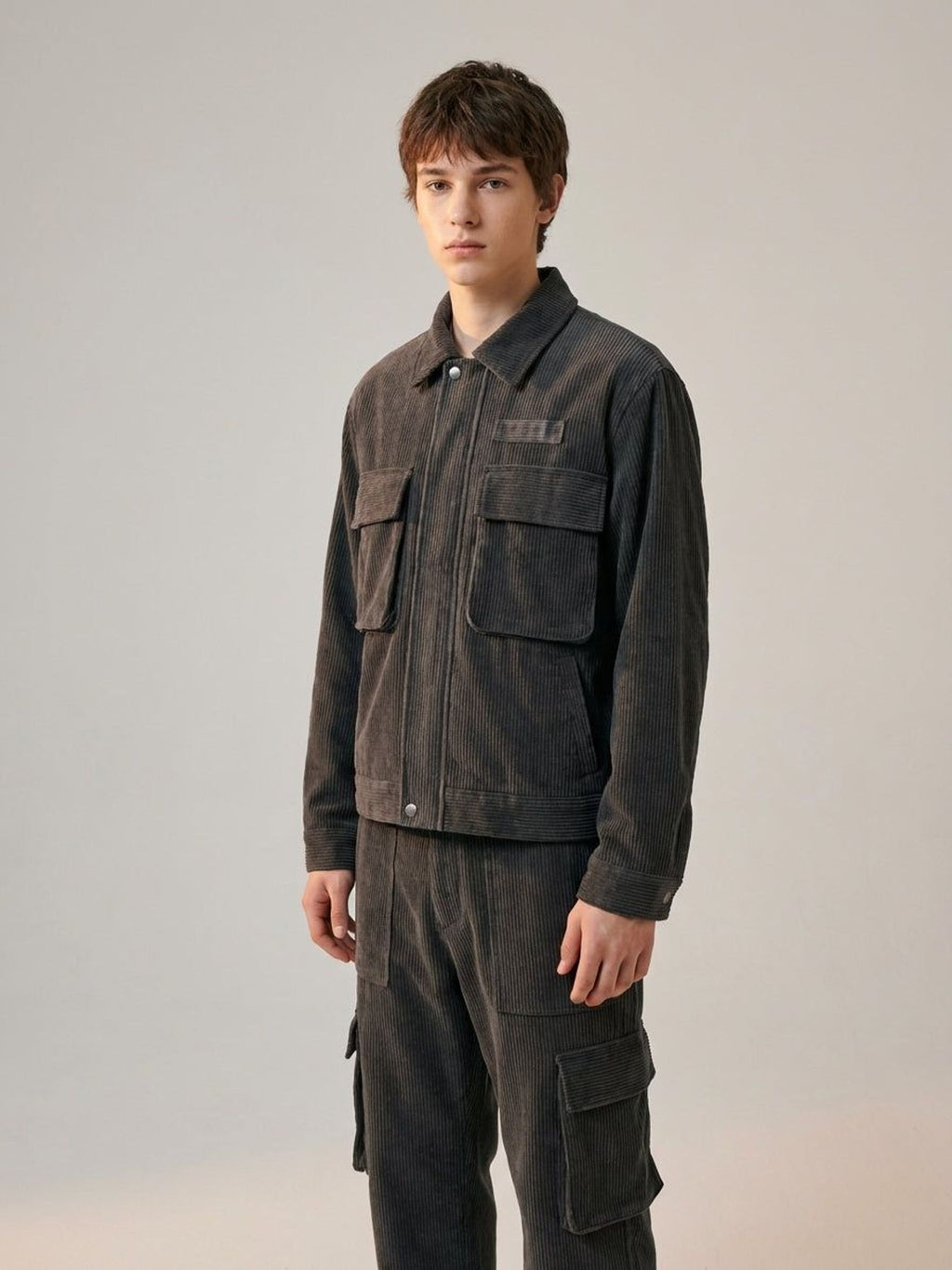 Luca Varn | Men's Corduroy Cargo Shorts Brown