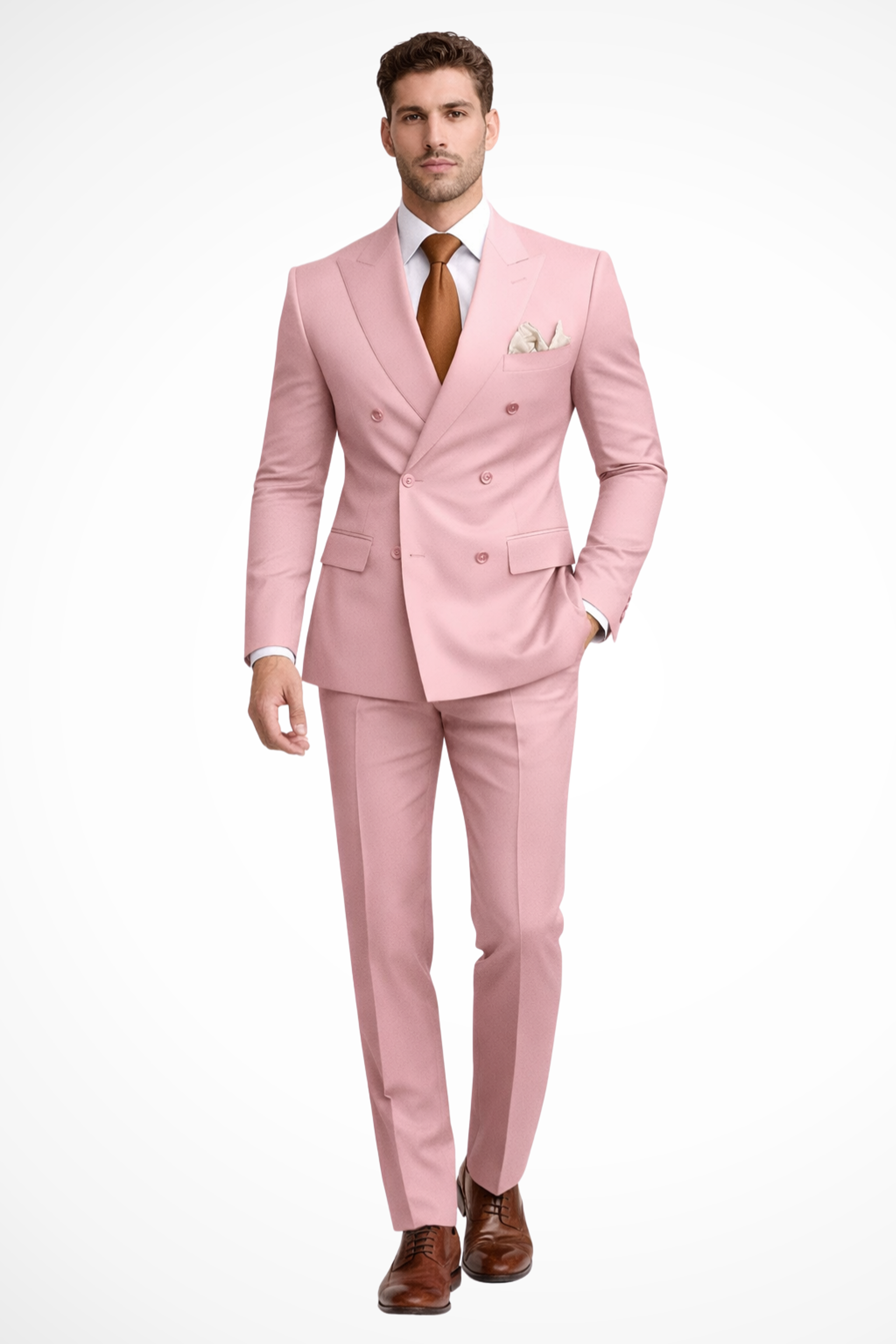Lucien Vark | Men's Double Breasted Suit Camel
