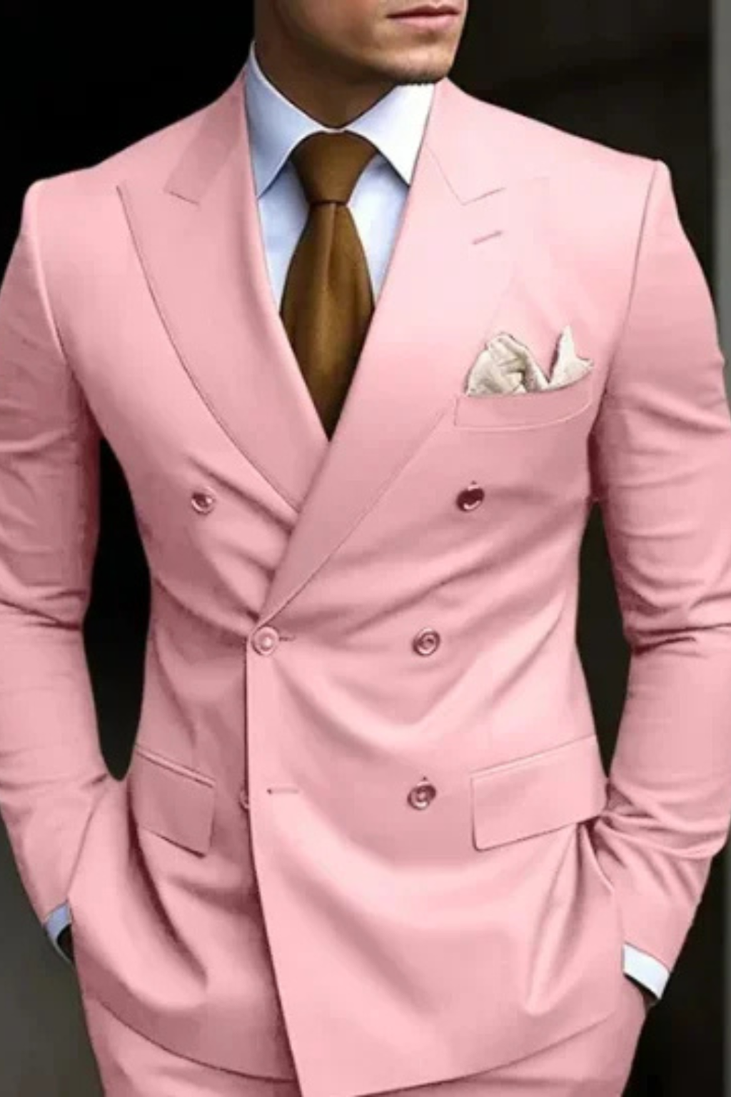 Lucien Vark | Men's Double Breasted Suit Camel