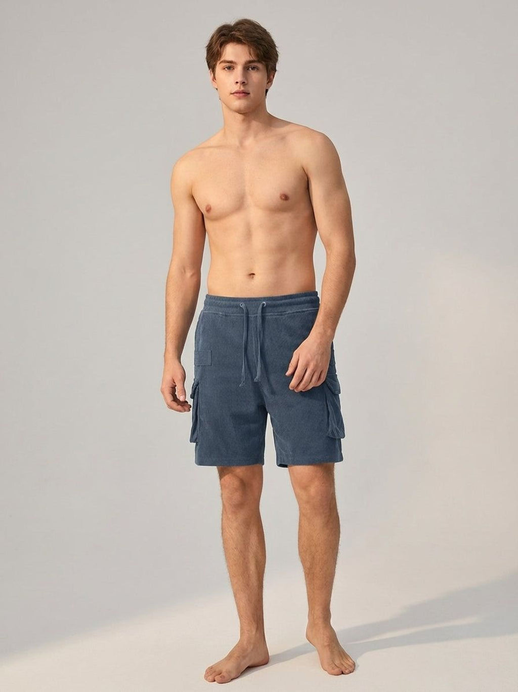 Luca Varn | Men's Corduroy Cargo Shorts Brown