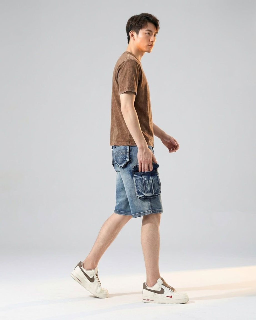 Thierry Vann | Men's Denim Cargo Shorts Blue