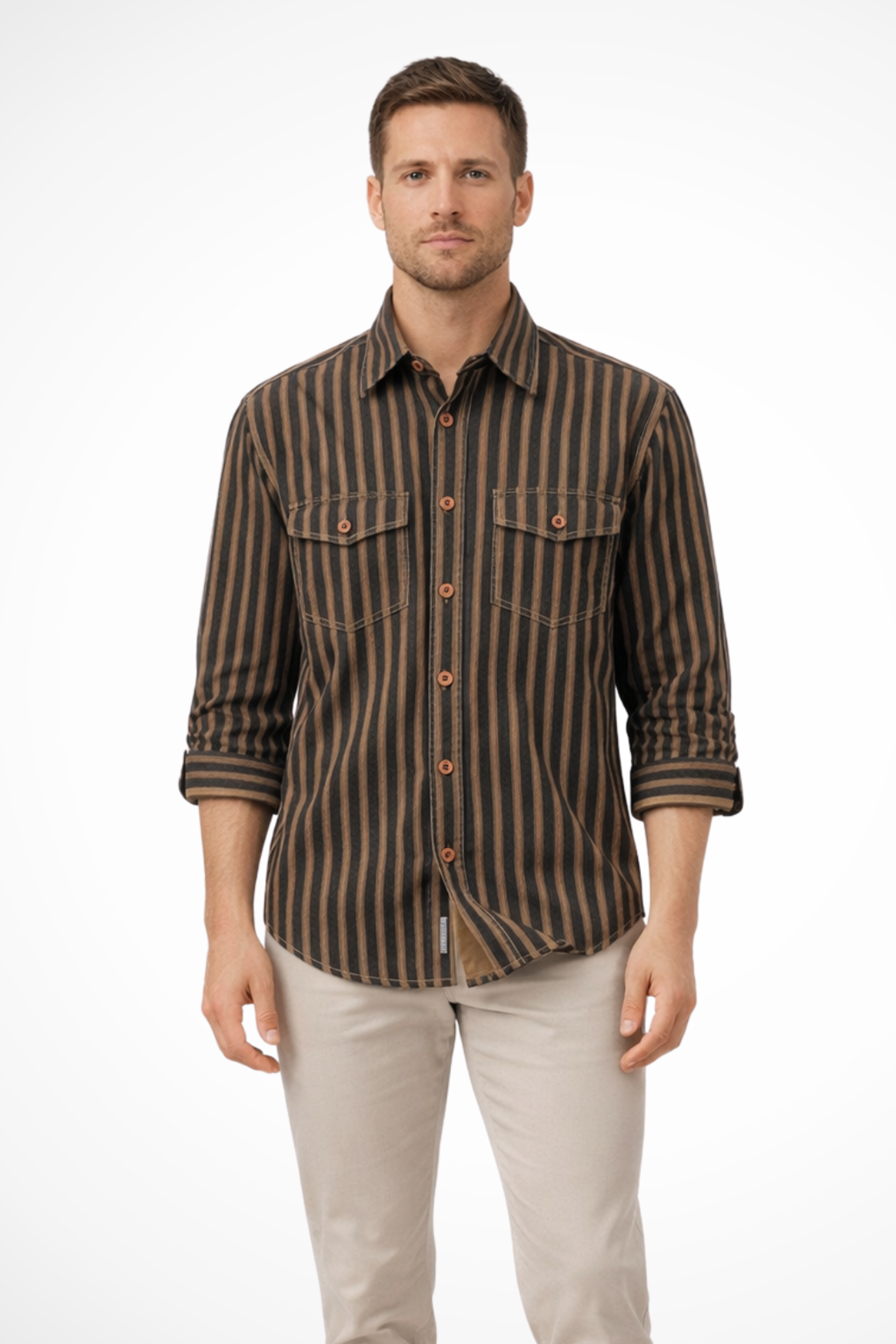 Luca Vren | Men's Striped Loose Fit Shirt