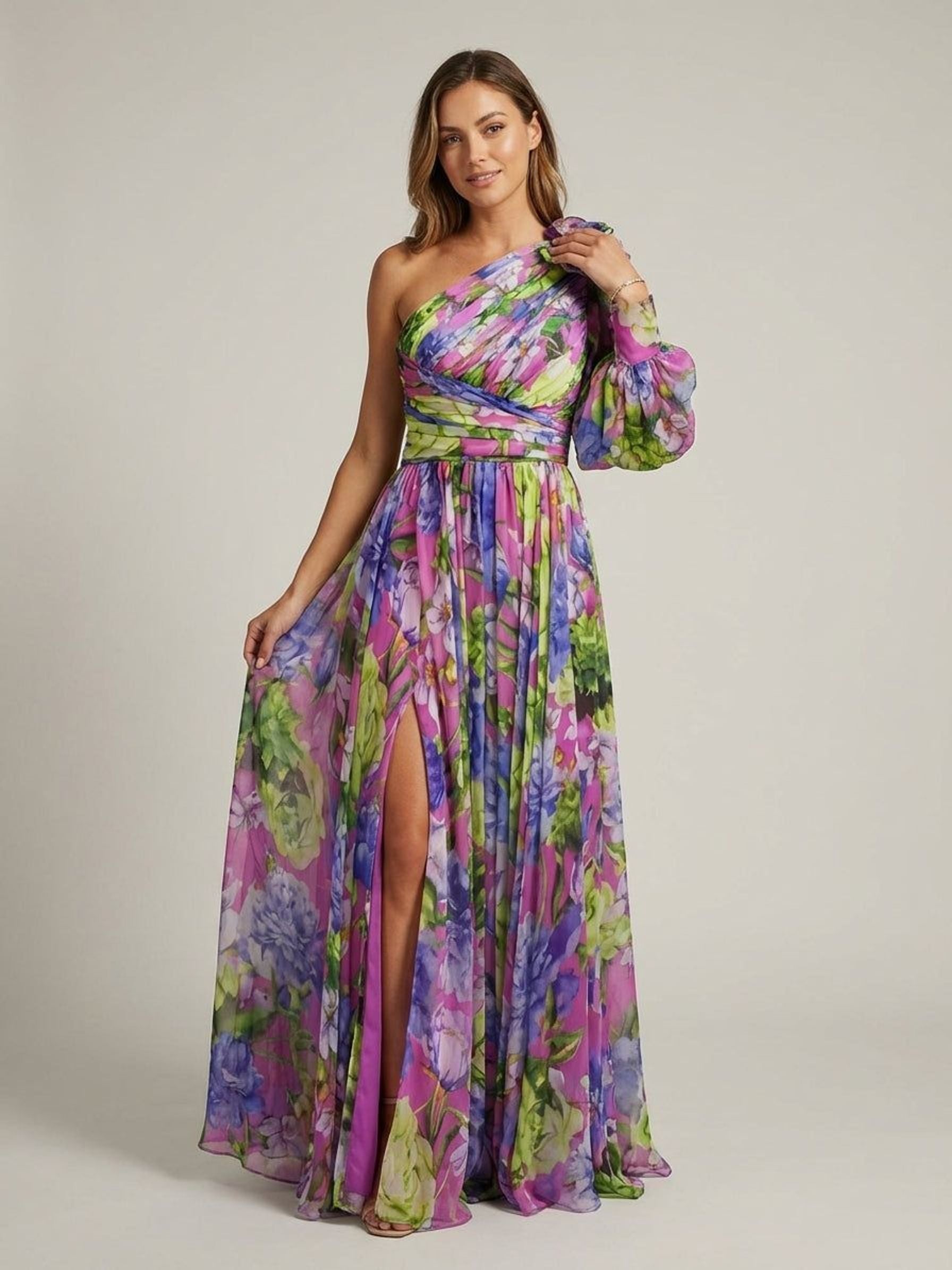 Elodie Vorn | Women's Lilac Print Maxi Dress