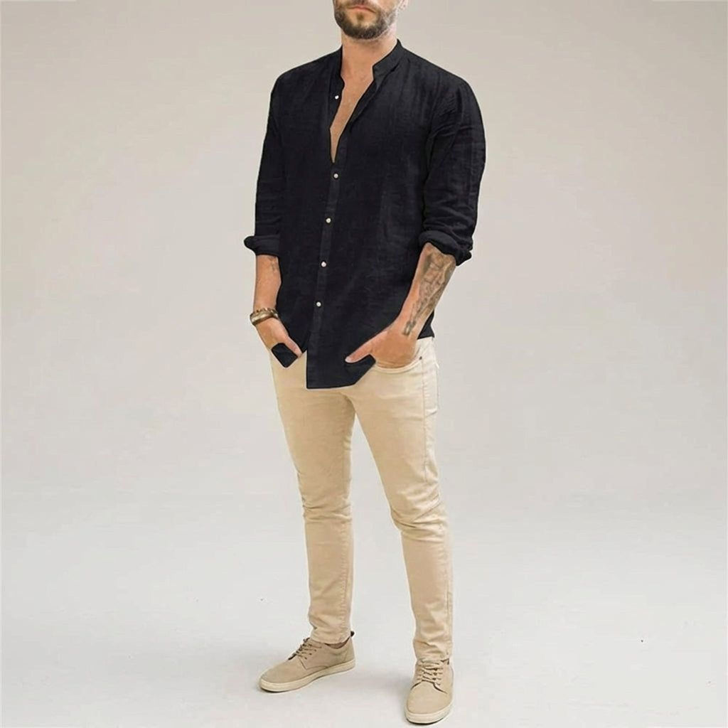 Jules Taro | Men's Lightweight Linen Shirt Beige White Black Light Blue Gray