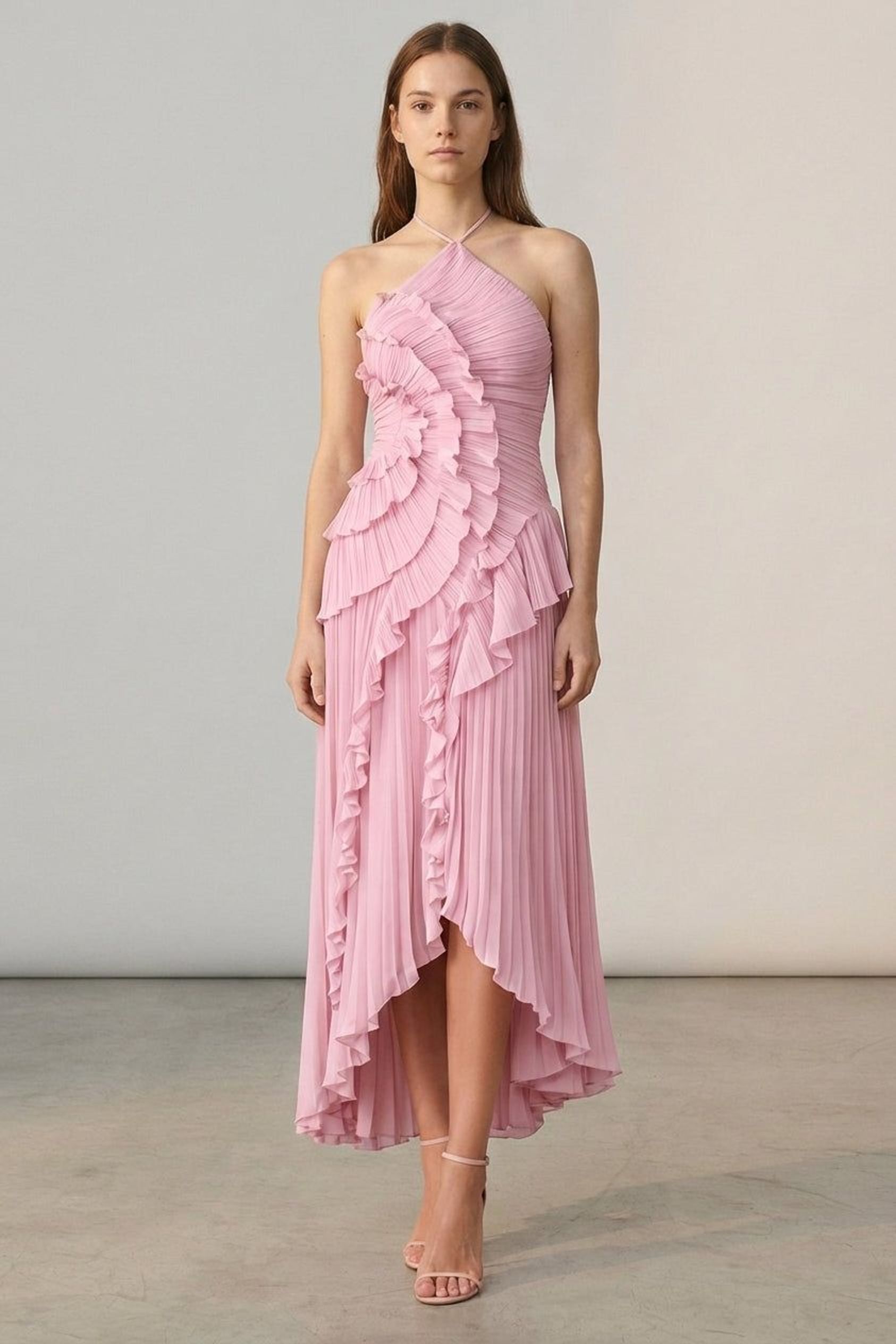 Elodie Varn | Women's Halter Ruffled Maxi Dress