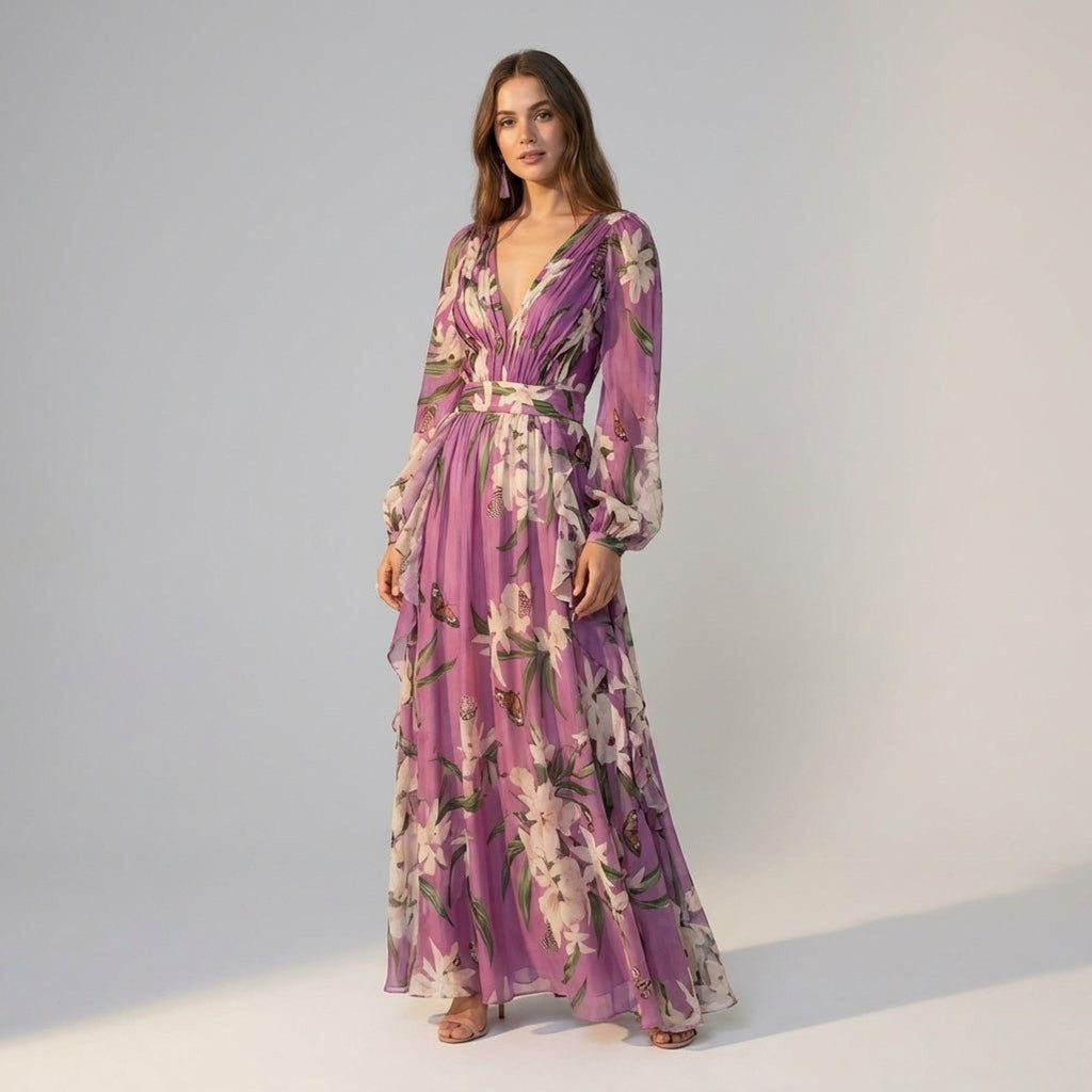 Elara Voss | Women's Elegant Maxi Dress in Purple