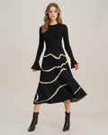 Léa Bryst | Women's Black Geometric Midi Skirt