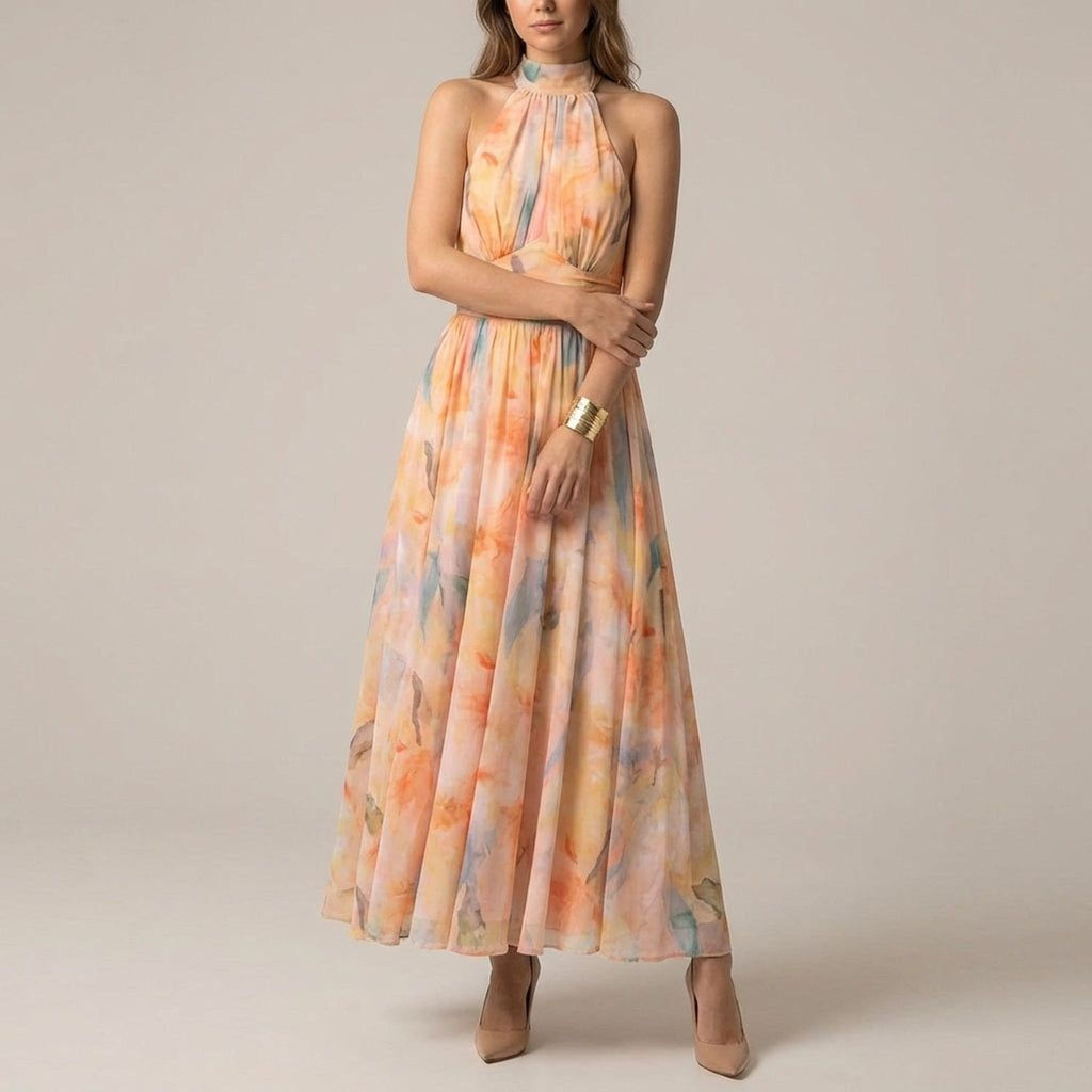 Elodie Vant | Women's Backless Maxi Dress Peach