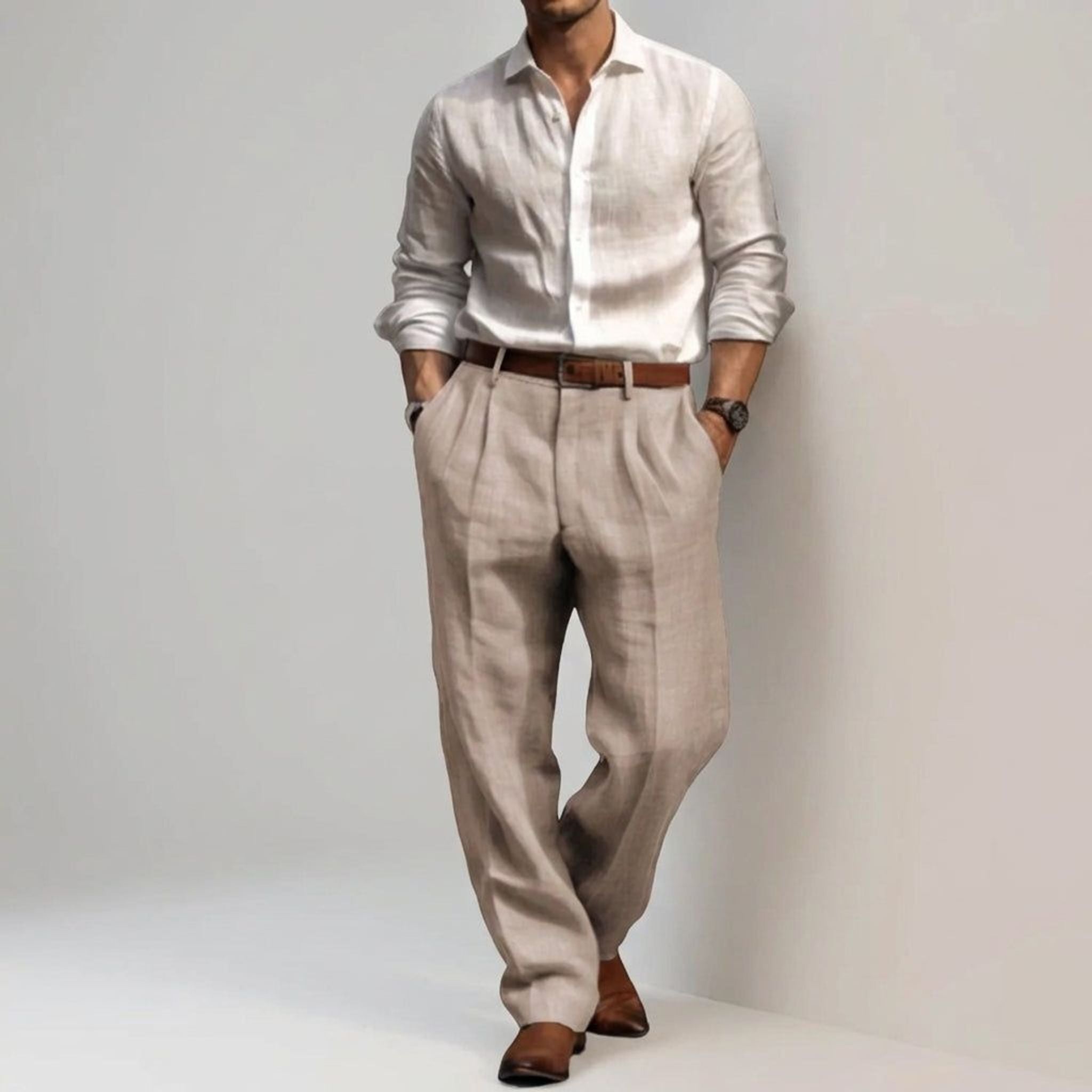 Luca Vire | Men's Relaxed Fit Linen Trousers