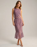 Mila Green | Purple Floral Mermaid Midi Skirt