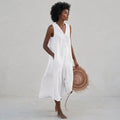 Elara Fynn | Women's V-Neck Linen Dress