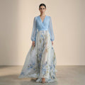 Clara Velle | Women's Floral Maxi Dress Light Blue