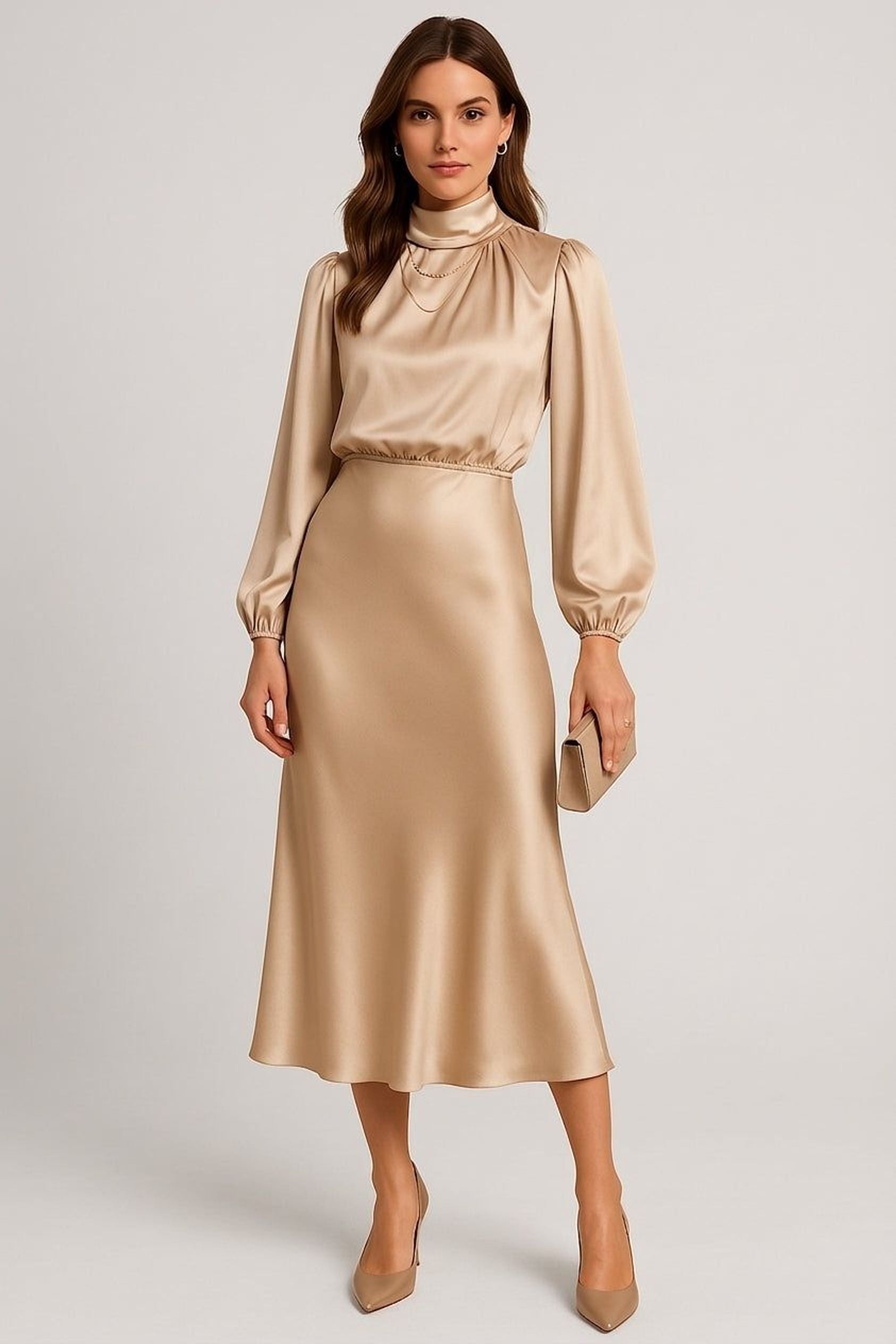 Elodie Vant | Women's High Neck Midi Dress