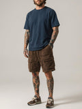Luca Varn | Men's Corduroy Cargo Shorts Brown