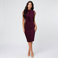 Elodie Varn | Women's Midi Sheath Dress in Wine Red, Black