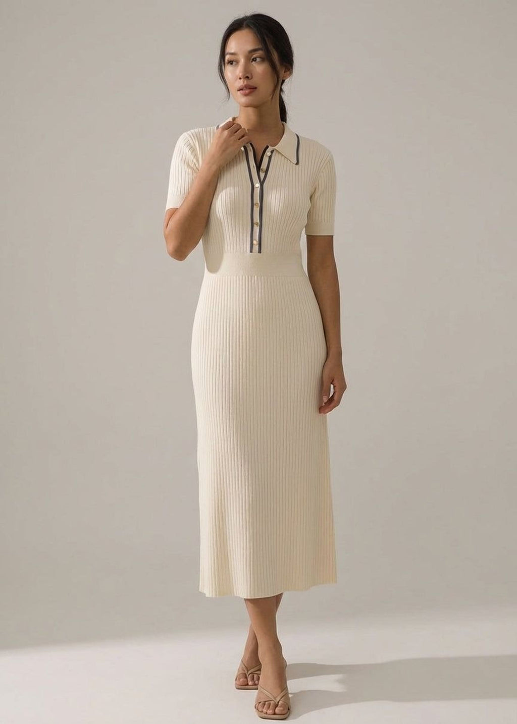 Elena Vire | Women's Polo Collar Midi Dress