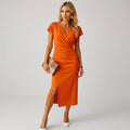 Elena Tress | Women's Midi Dress V-Neck Front Split