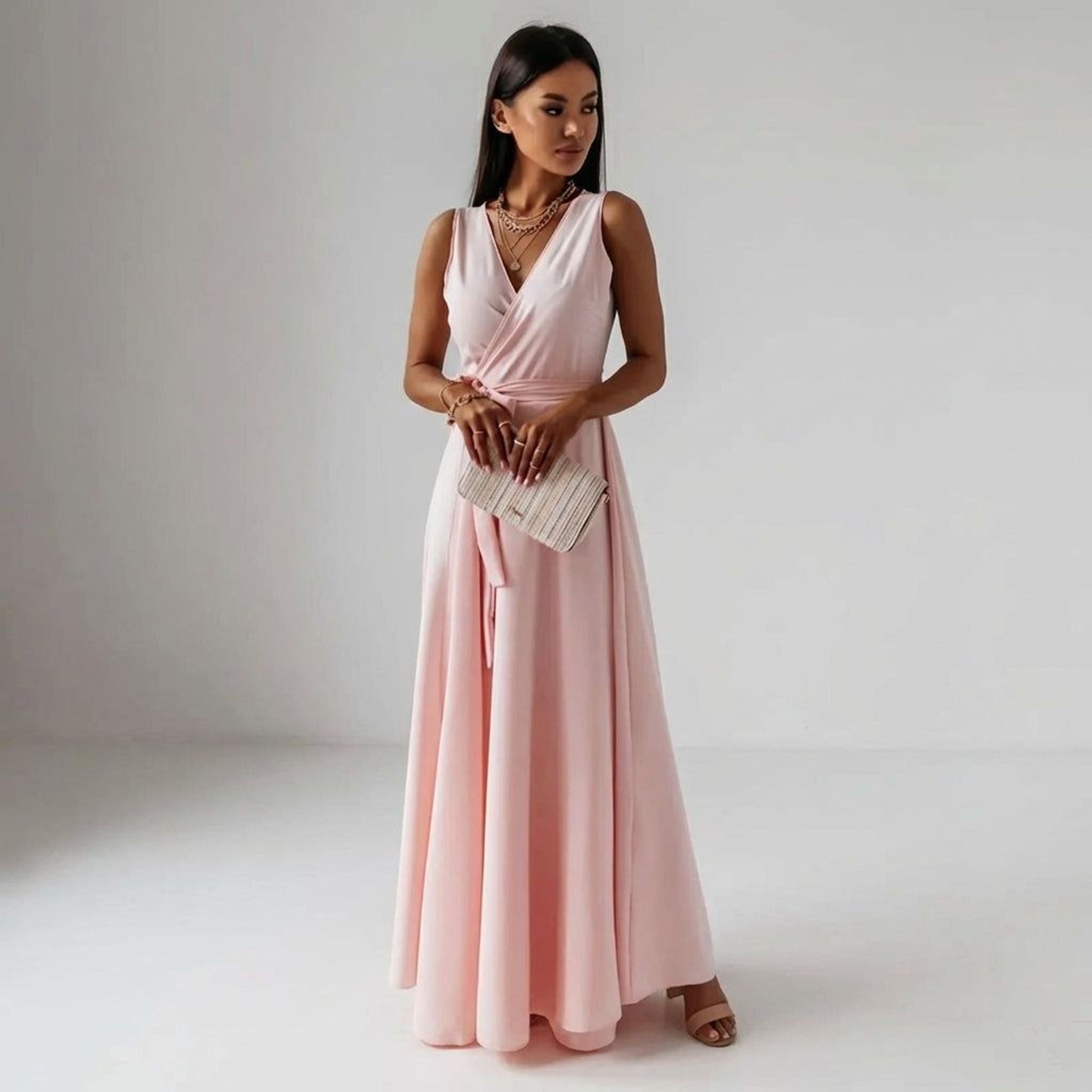 Clara Vex | Women's Long V-Neck Dress