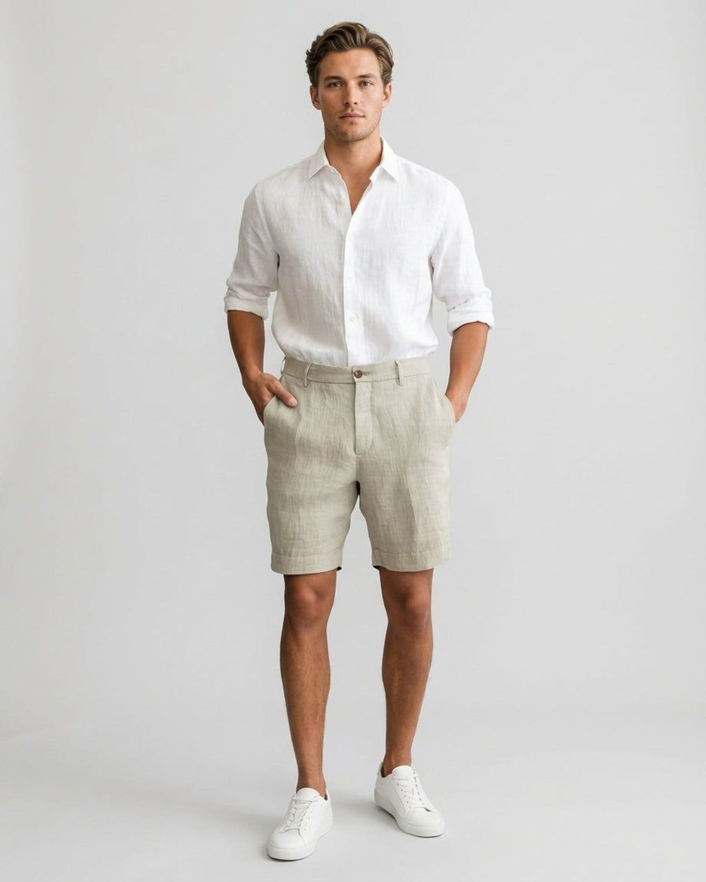Elian Voss | Men's Khaki Linen Shorts