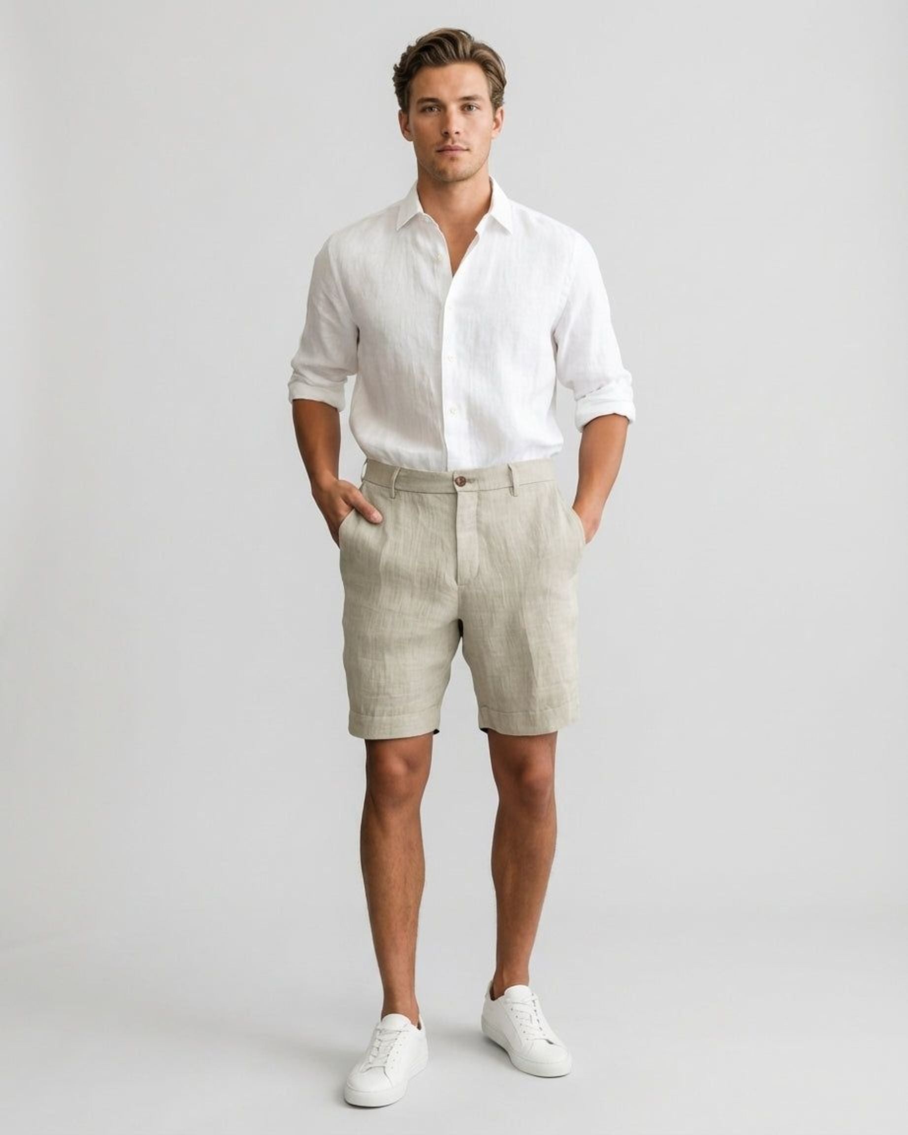 Elian Voss | Men's Khaki Linen Shorts