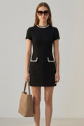 Elodie Brin | Women's Pearl Trim Mini Dress