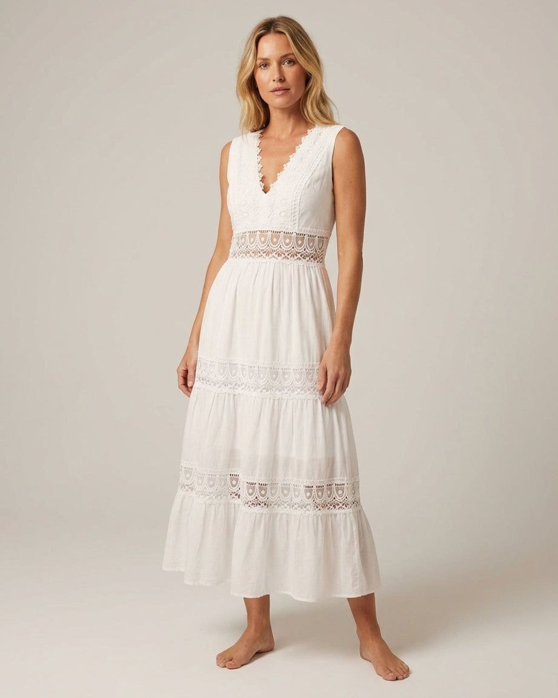 Elara Voss | Women's Romantic Midi Lace Dress