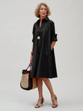 Juliette Varn | Women's Casual Shirt Dress Cotton Blend
