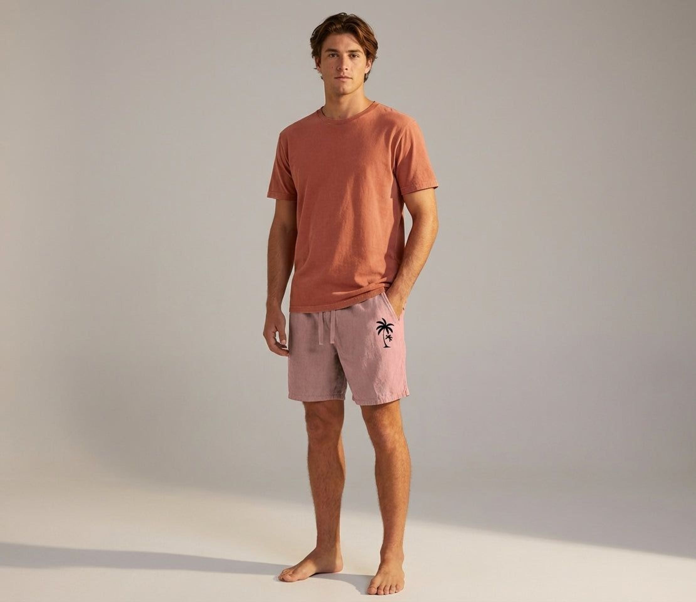 Elena Fray | Women's Summer Shorts with Palm Embroidery