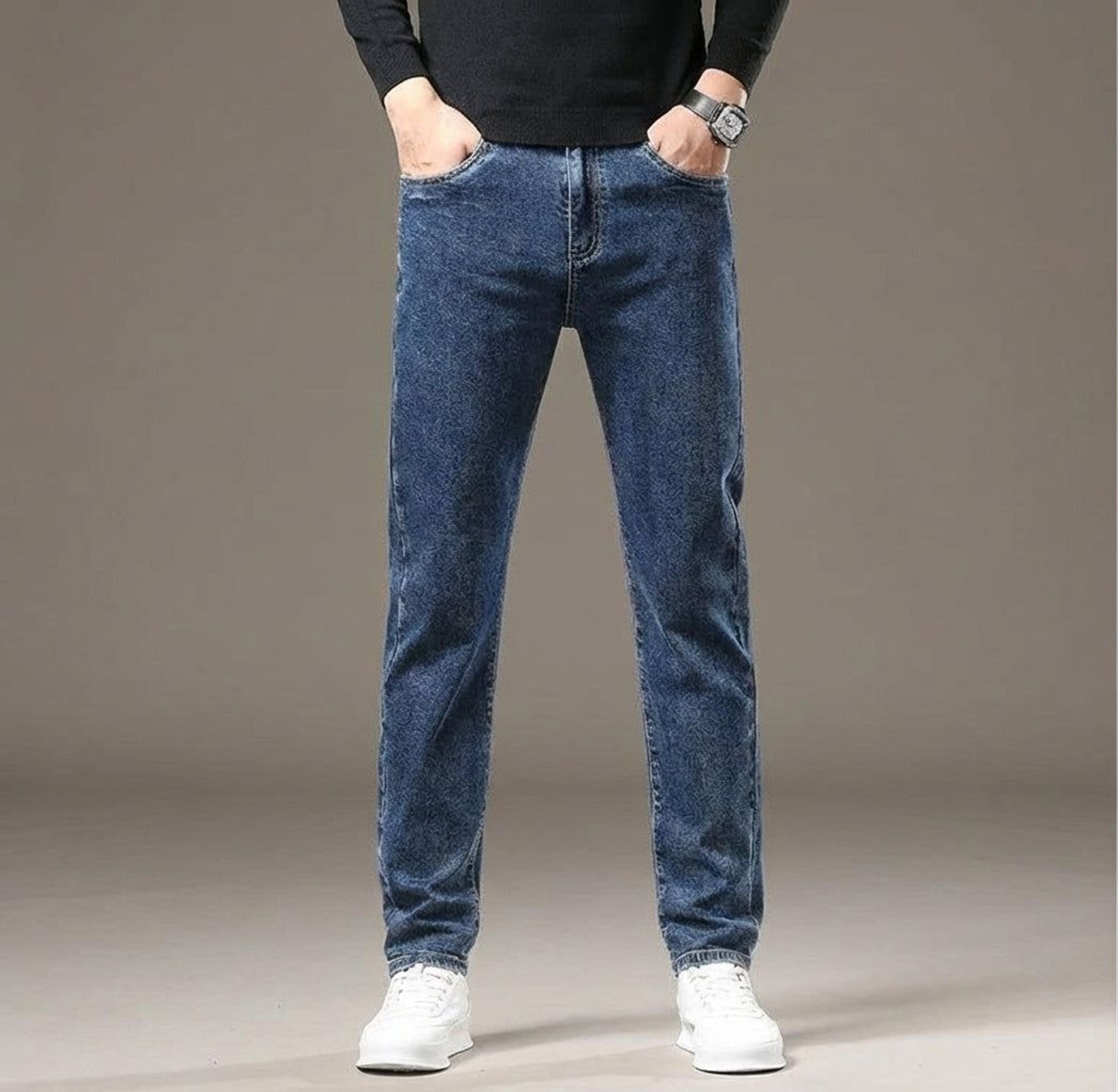 Lorenzo Marn | Men's Insulated Winter Jeans Gray Blue Black Smoke Gray
