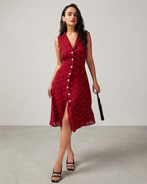 Chloe Grace | Red Polka Dot Midi Dress