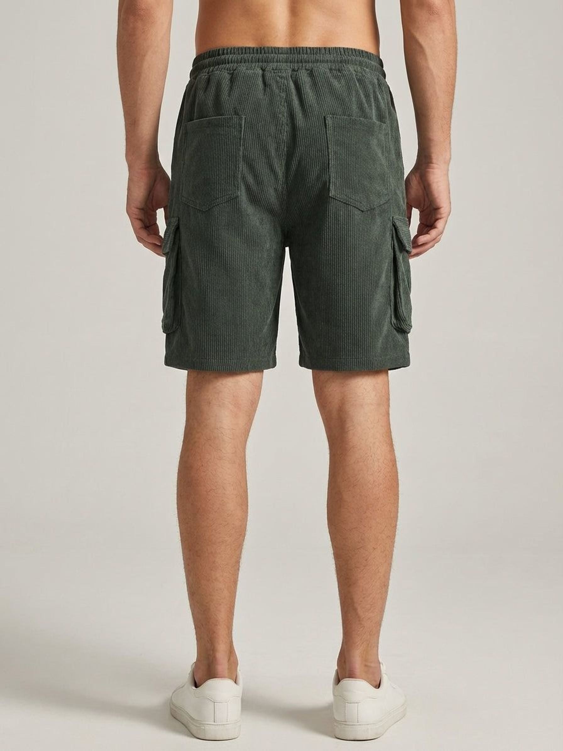 Luca Varn | Men's Corduroy Cargo Shorts Brown