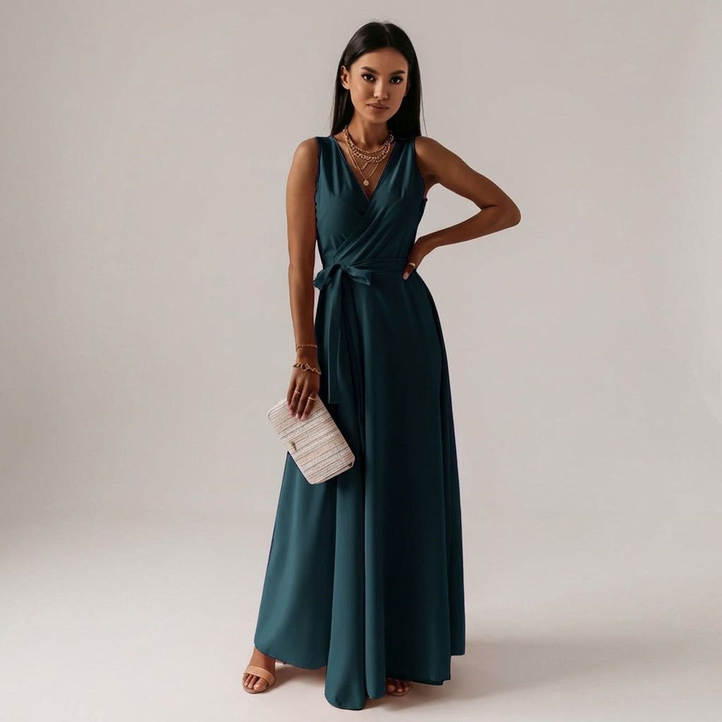 Clara Vex | Women's Long V-Neck Dress