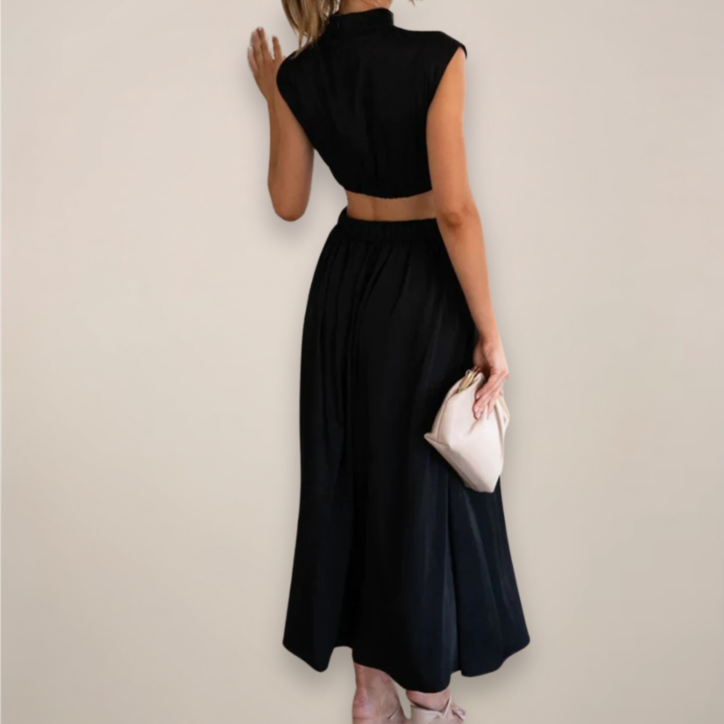 Elena Vira | Women's Elegant Maxi Dress with Cap Sleeves