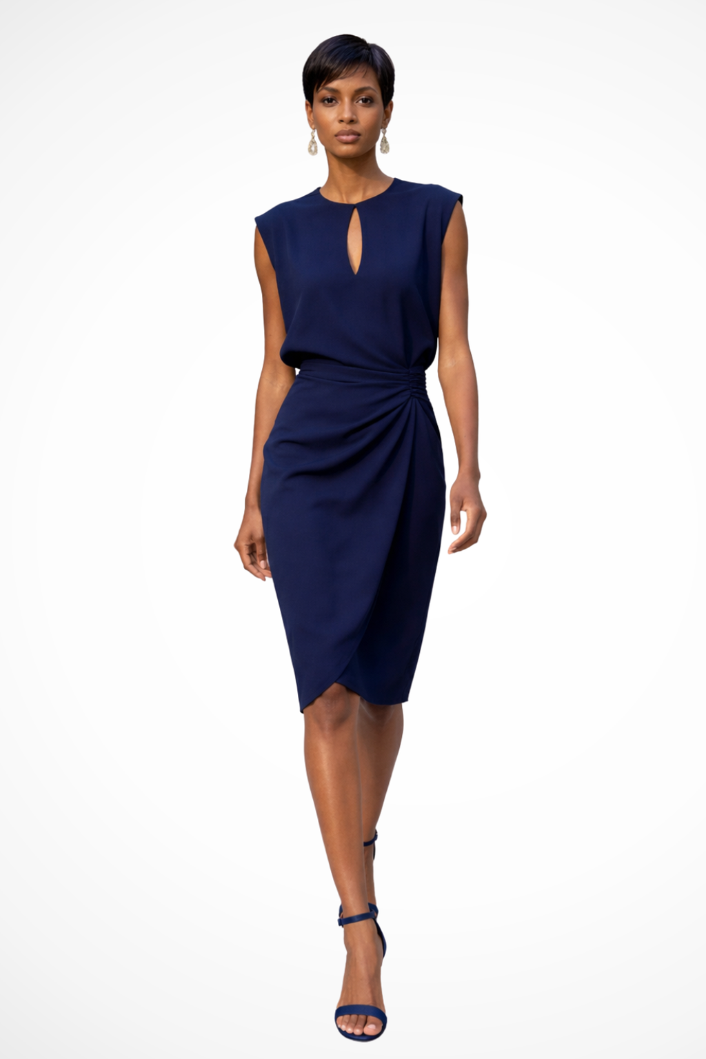 Elodie Varn | Women's Ruched Wrap Midi Dress