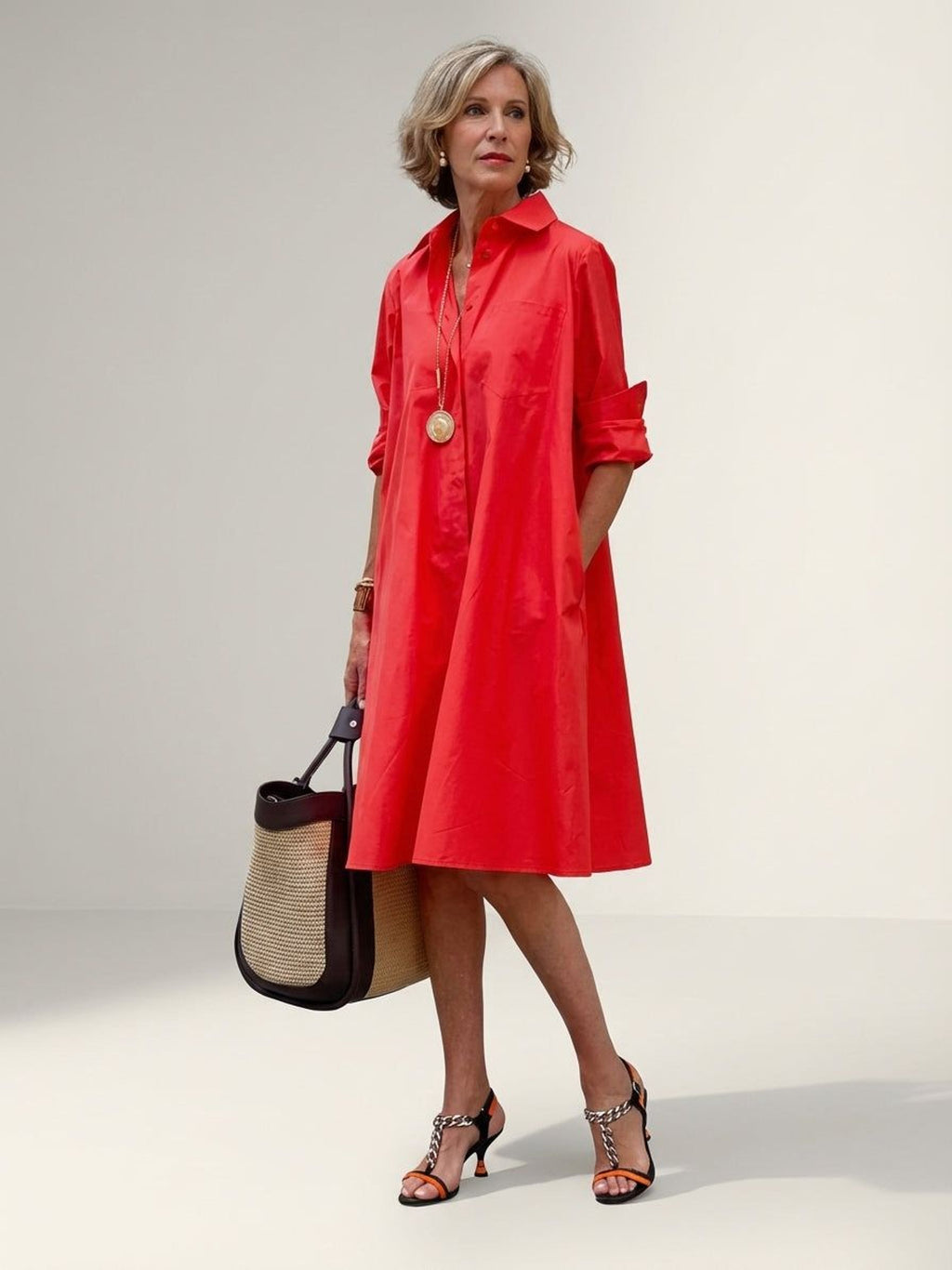 Juliette Varn | Women's Casual Shirt Dress Cotton Blend