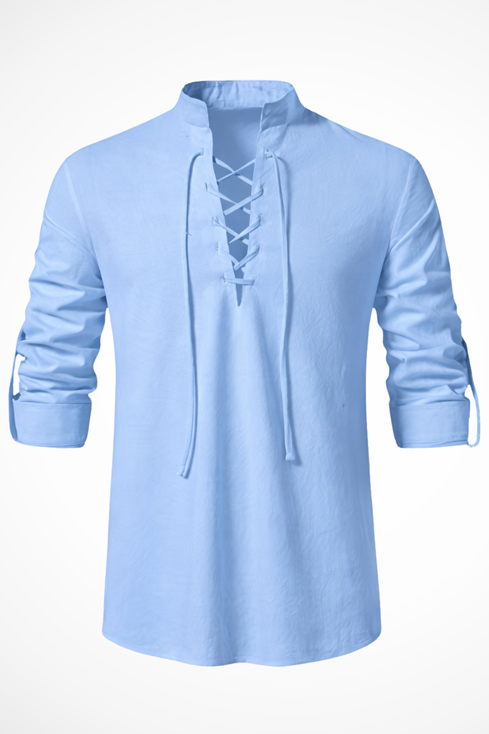 Ronan Vex | Men's Linen Lace-Up Casual Shirt