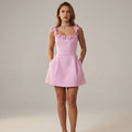 Elara Voss | Women's Mini Sheath Dress with Floral Detail