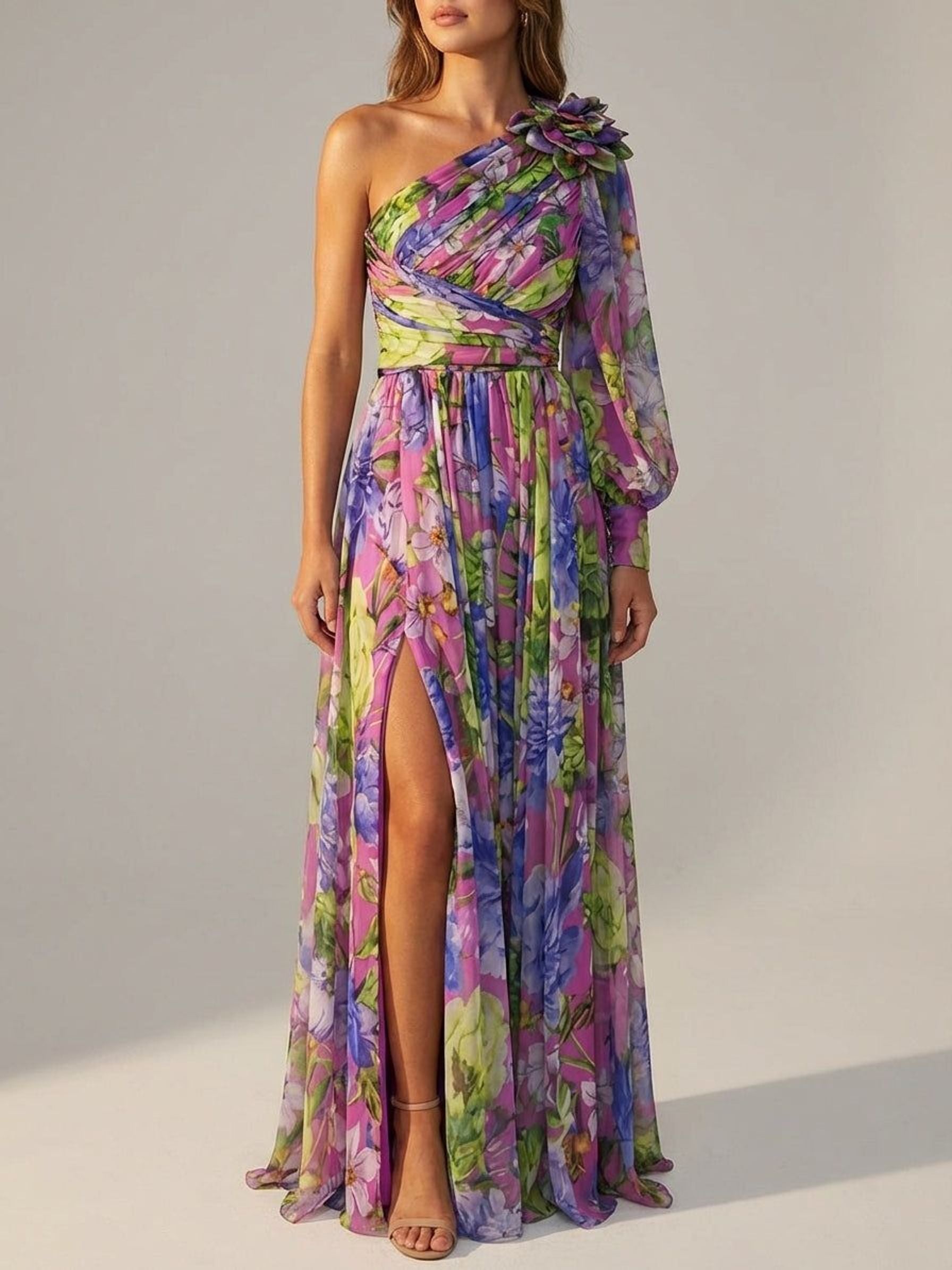 Elodie Vorn | Women's Lilac Print Maxi Dress