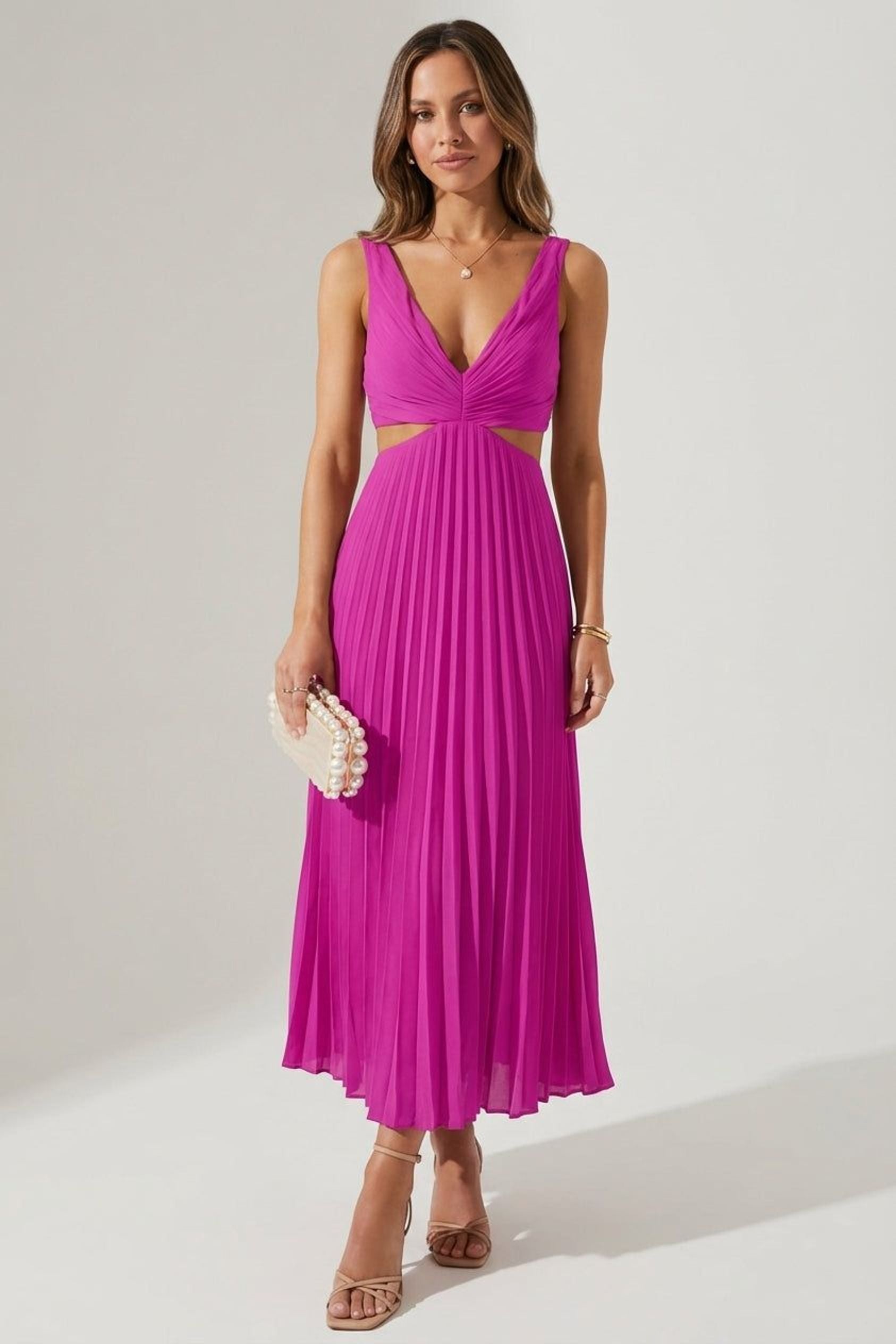 Mireille Voss | Women's Satin Pleated Evening Dress