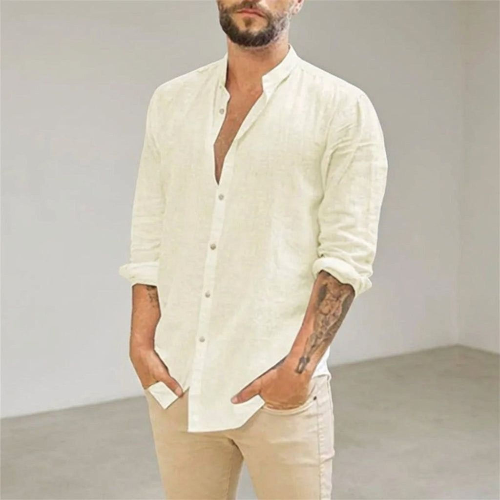 Jules Taro | Men's Lightweight Linen Shirt Beige White Black Light Blue Gray