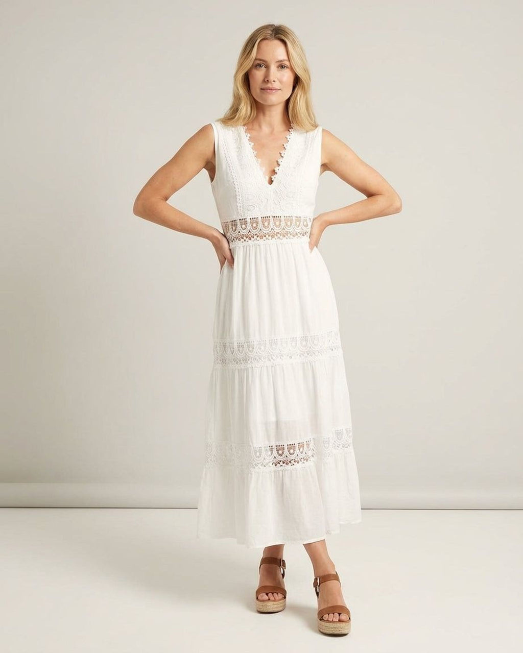 Elara Voss | Women's Romantic Midi Lace Dress