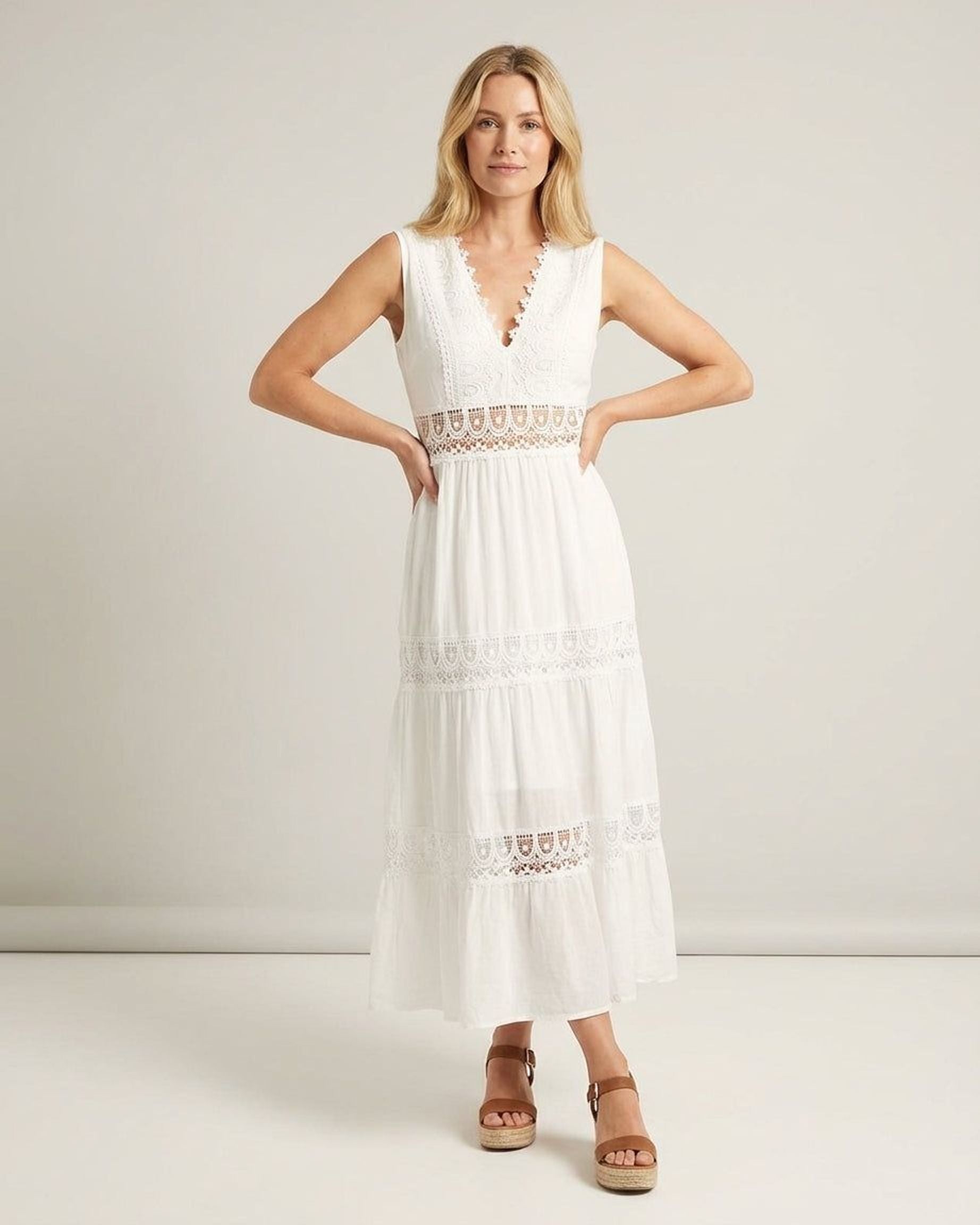 Elara Voss | Women's Romantic Midi Lace Dress