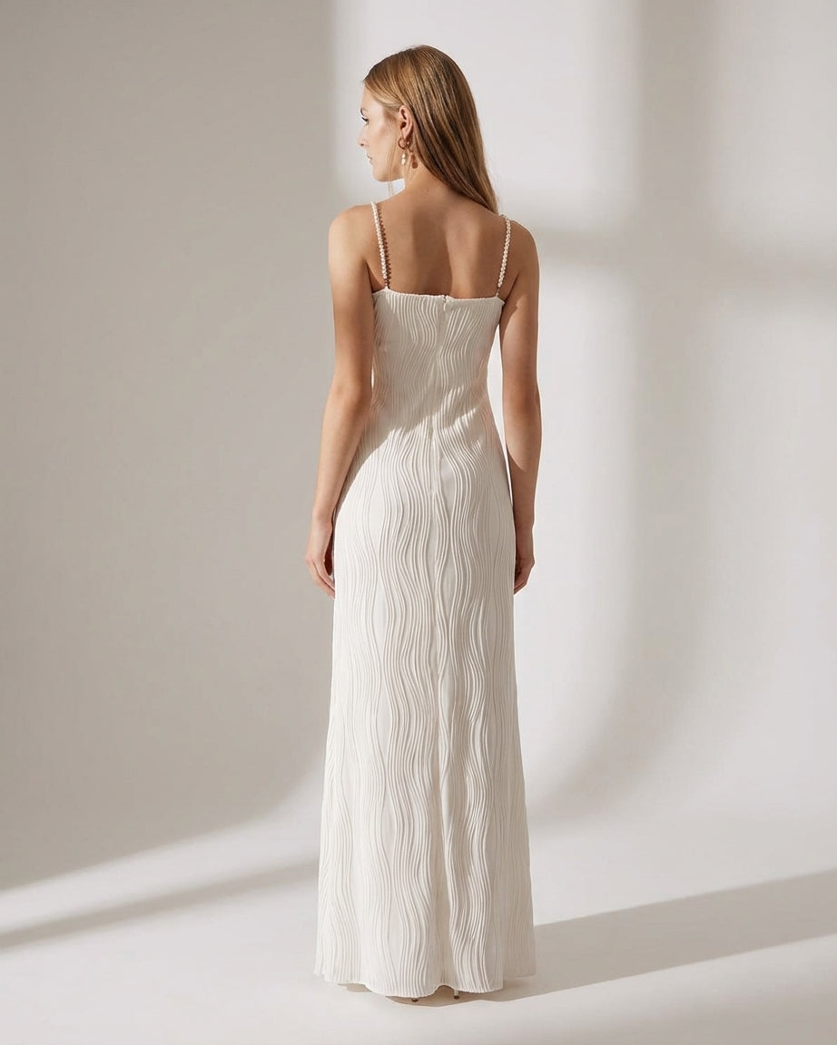Mila Green | Water Ripple Cami Dress White