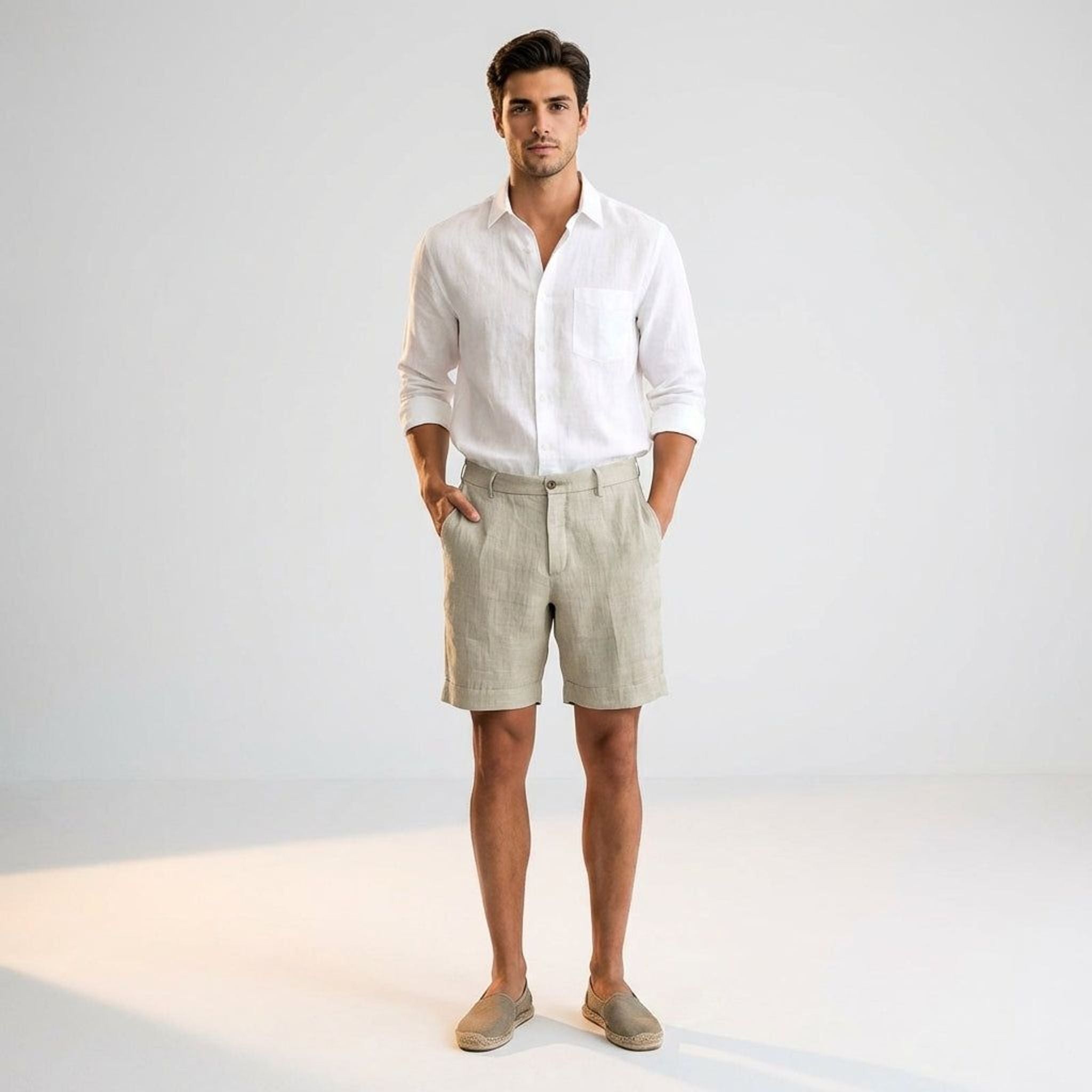 Elian Voss | Men's Khaki Linen Shorts